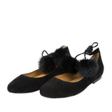 Cecelia New York Heidi Pom Pom Flat in Black