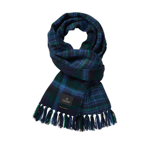 Scotch and Soda Brushed Checkered Scarf in Navy