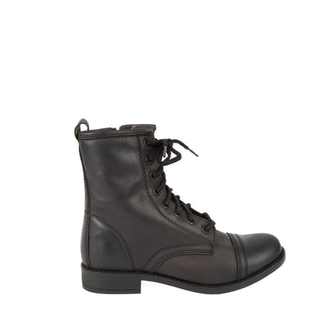Steve Madden Women's Charrie Combat Boot in Black Leather