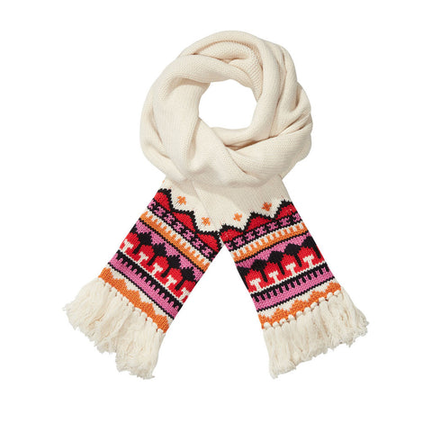 Scotch and Soda Fair Isle Knit Scarf in White Print