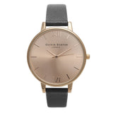 Women's Olivia Burton Big Dial Watch in Black/ Rose Gold